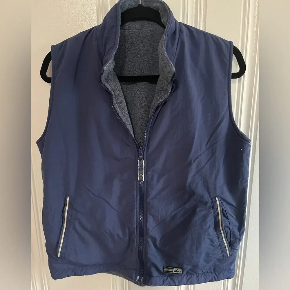 Vintage REI men’s reverse fleece vest blue size xl
